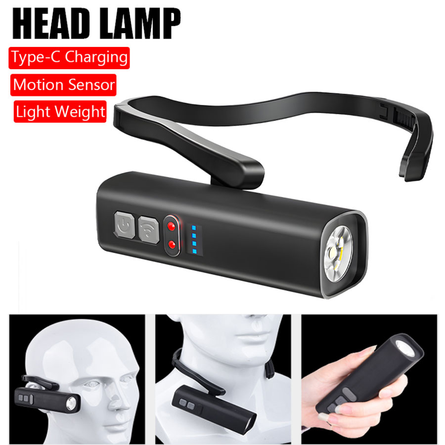 Running Headlamp Led - 超高輝度イヤークリップヘッドランプ USB 充電式センサーヘッドランプポータブル防水 LED ヘッドライト屋外ランニング釣り用