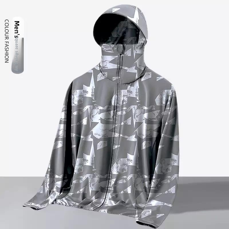 Reflective Running Jacket - ユニセックス サマー ルーズフィット フード付き アウトドア 日焼け防止ジャケット