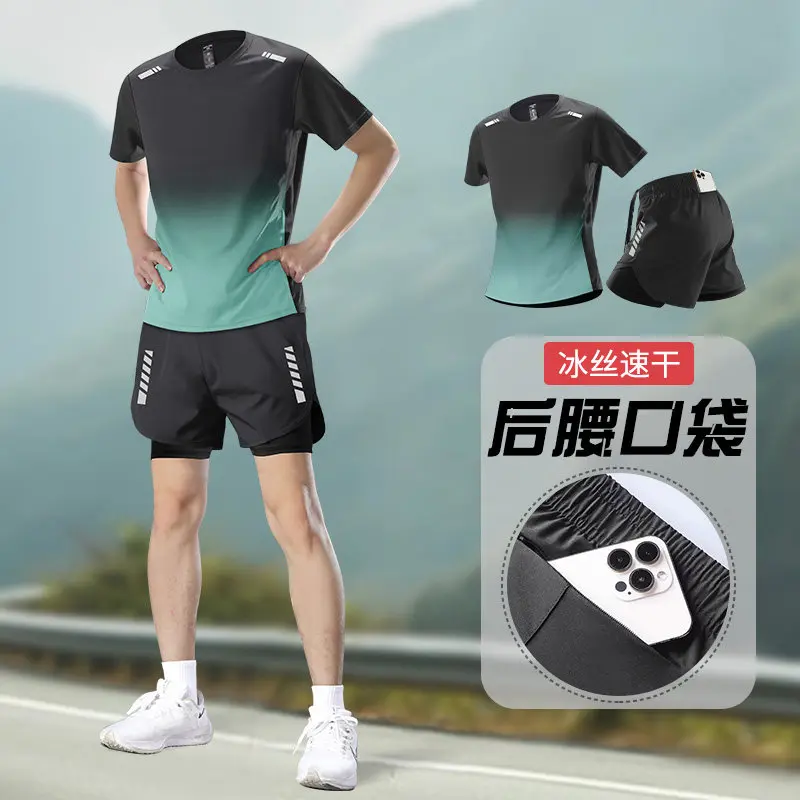 Running Gear For Your Phone - メンズプロマラソンランニングセット：夏用速乾ギア（スマホポケット付きショーツ）