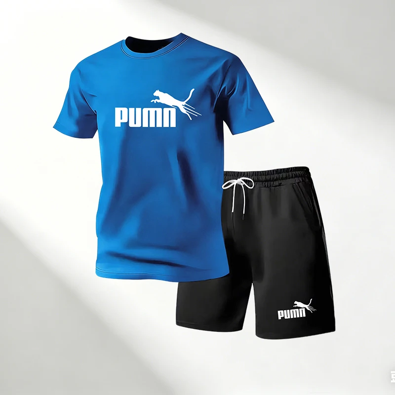 Running Gear Men - 2026年ホットセール メンズTシャツセット Oネック半袖+スポーツショーツ 速乾 カジュアル ストリートファッション