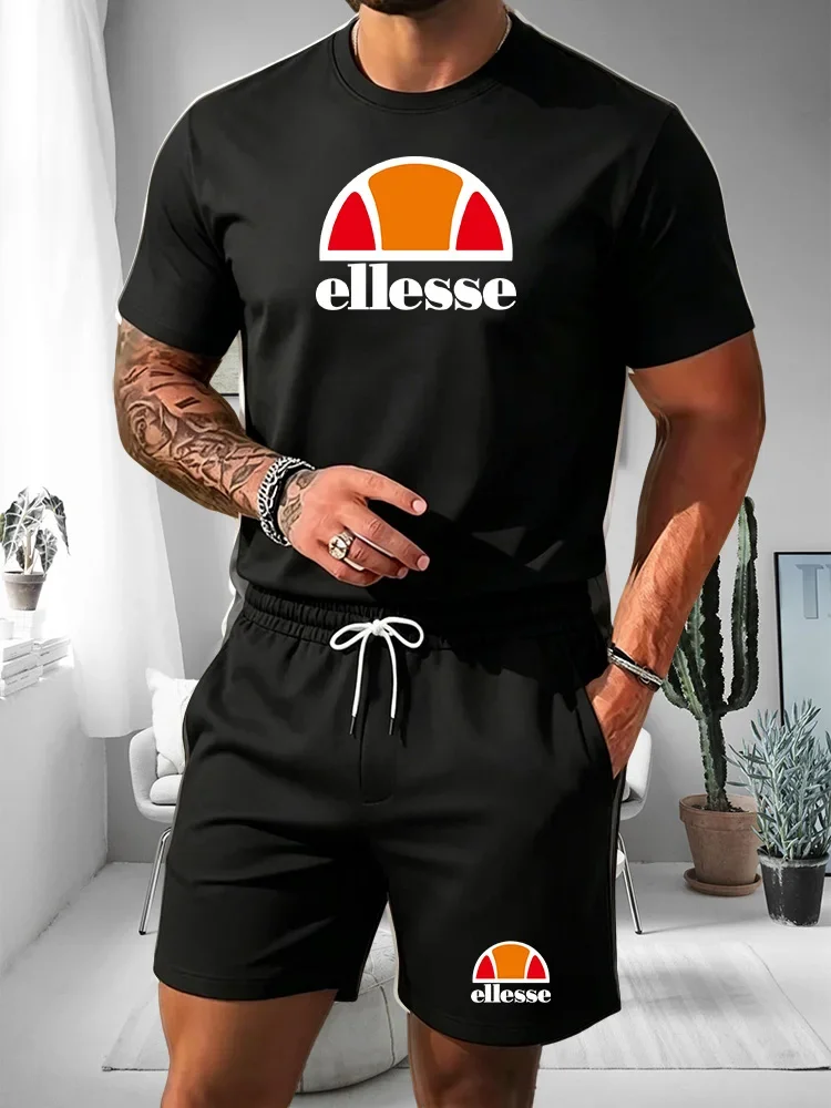 Running Gear Men - メンズツーピーススポーツスーツラウンドネック半袖シャツショーツセットメンズランニングスーツプラスサイズTシャツメンズサマーTシャツ