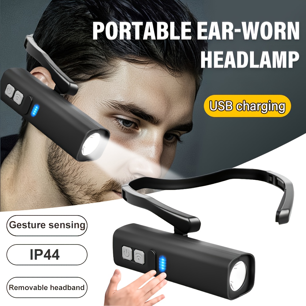 Running Headlamp Led - 充電式イヤークリップヘッドランプ誘導LEDヘッドライト防水ヘッド懐中電灯アウトドア釣りハイキングランニングサイクリング用