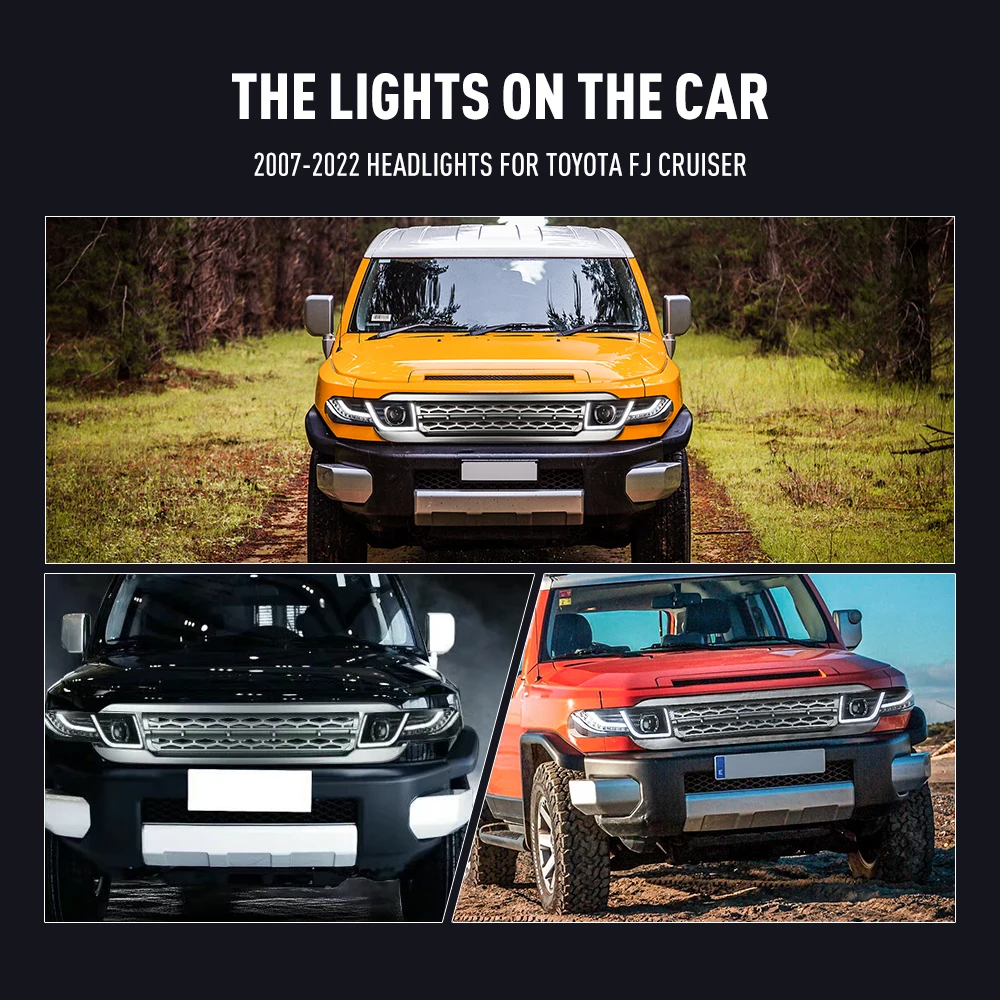 Running Headlamp Led - 2 個カースタイリングヘッドランプトヨタ FJ クルーザー 2007-2022 LED
