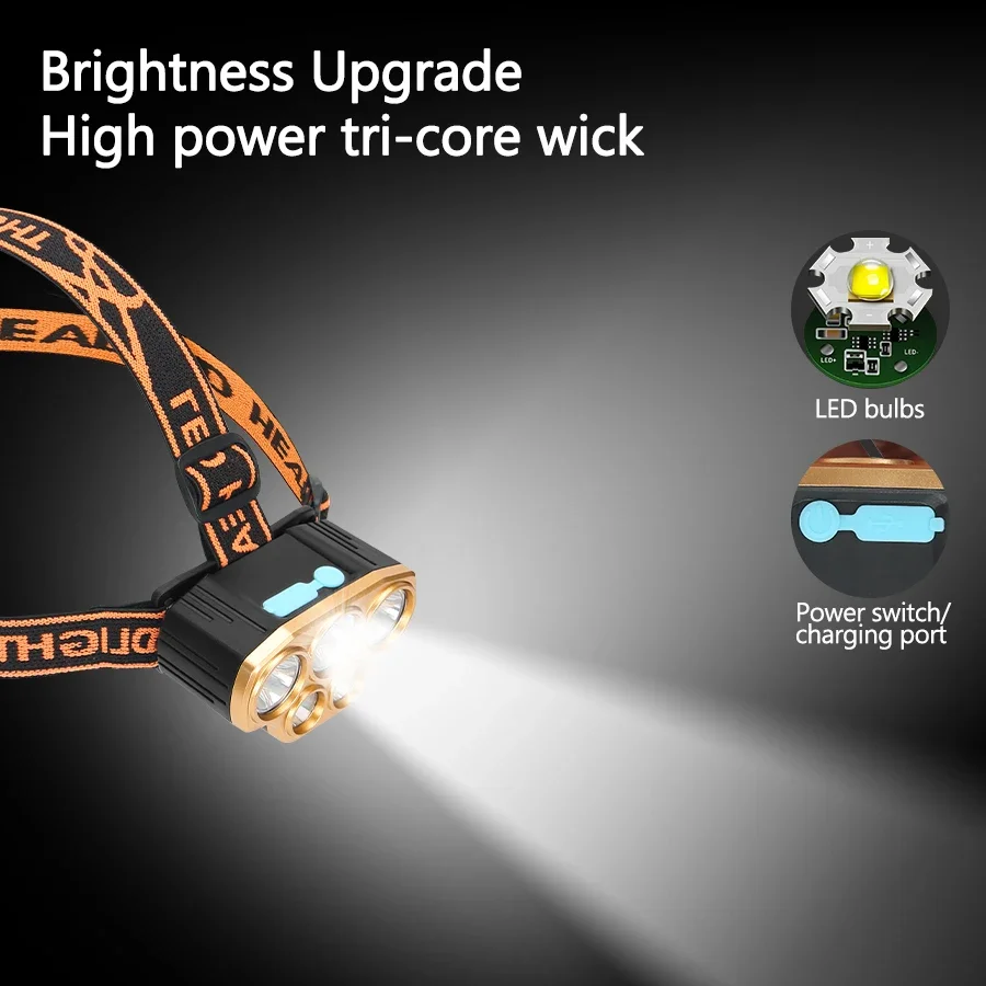 充電式 5 LED ヘッドライト超高輝度強力防水ヘッド懐中電 - Running Headlamp Led のレビューと価格