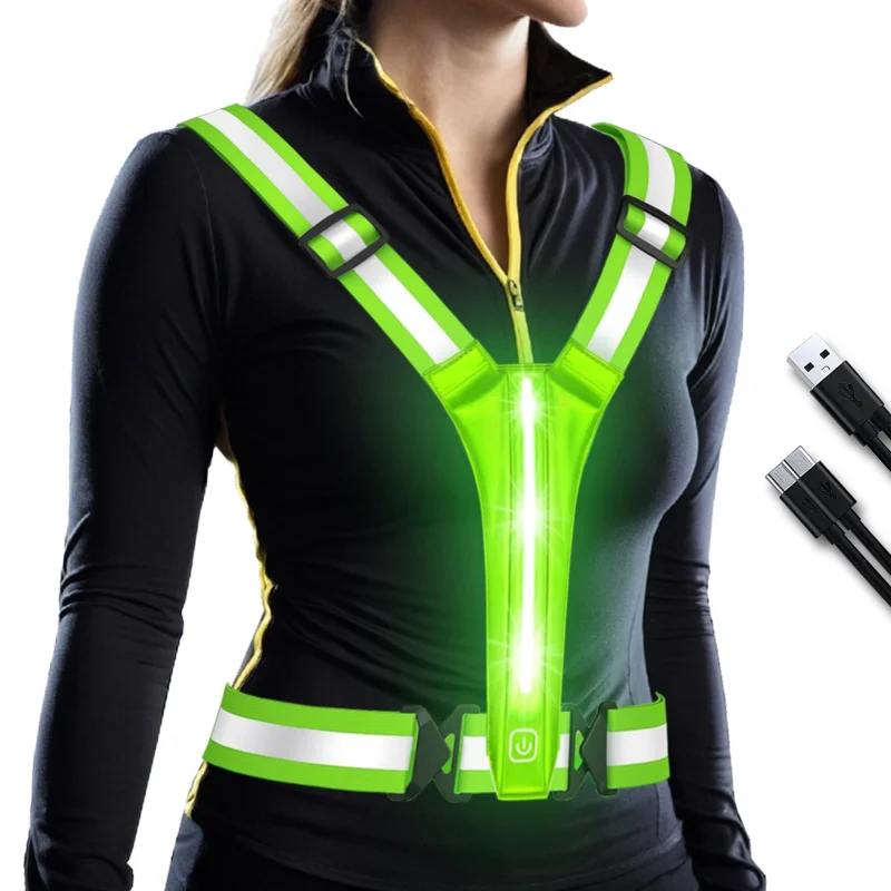 LED反射ベストランニングギア、充電式ライトアップランニング - Running Gear Night のレビューと価格