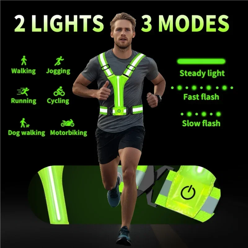 LED反射ベストランニングギア、充電式ライトアップランニング - Running Gear Night のレビューと価格