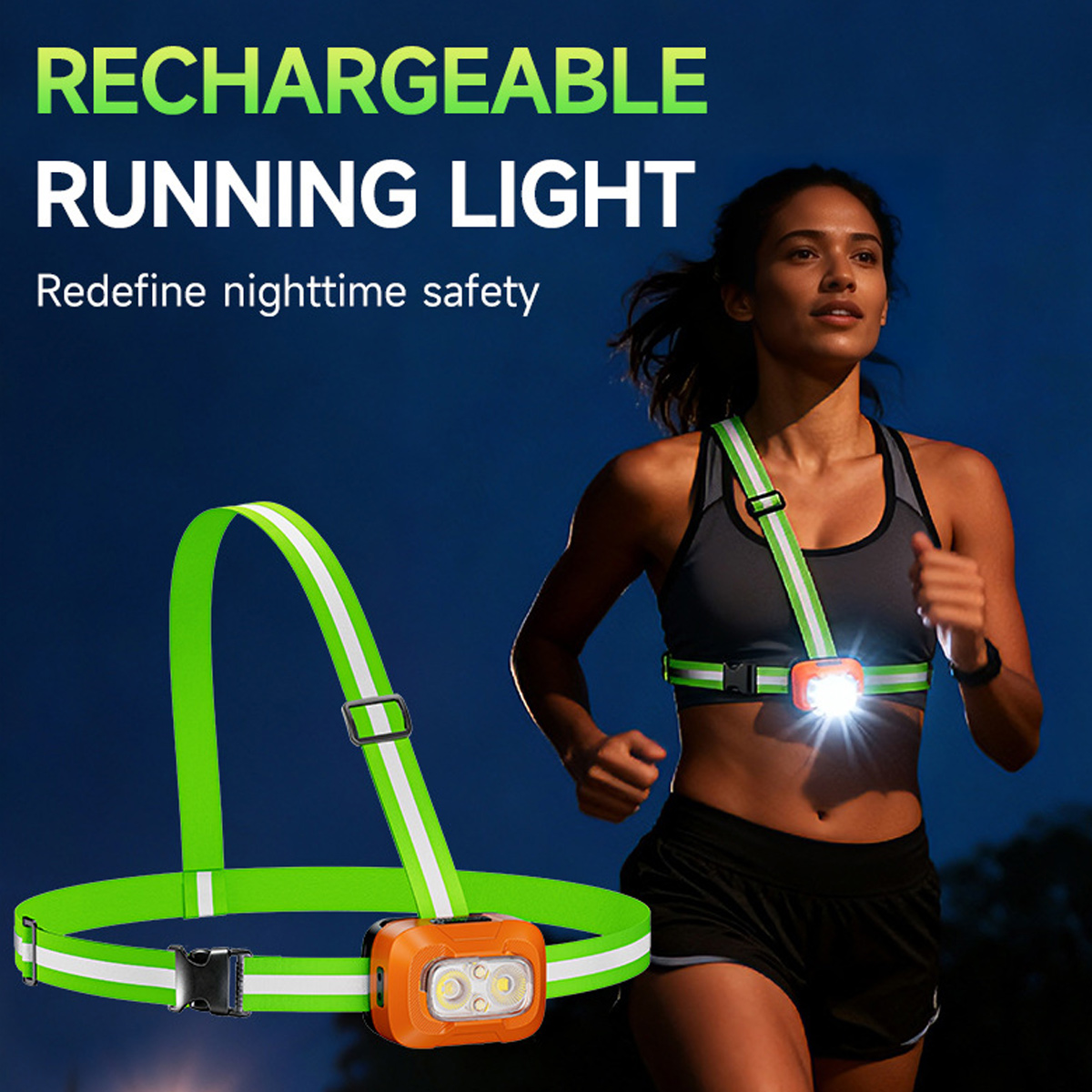 ランニングライト USB 充電式防水軽量ウェアラブル懐中電灯 - Running Gear Night のレビューと価格