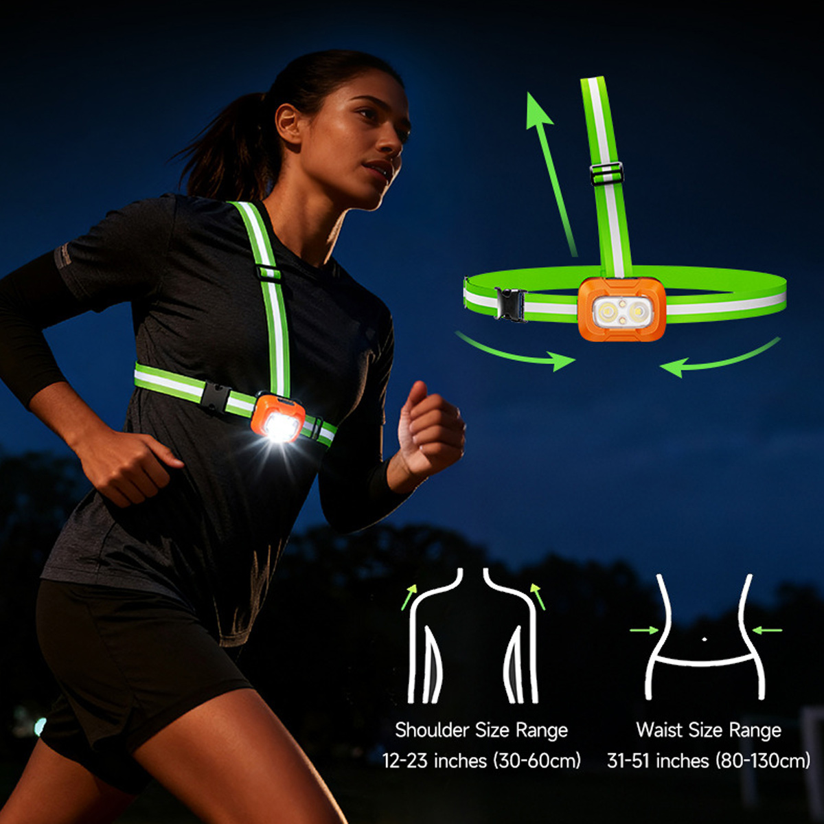 ランニングライト USB 充電式防水軽量ウェアラブル懐中電灯 - Running Gear Night のレビューと価格