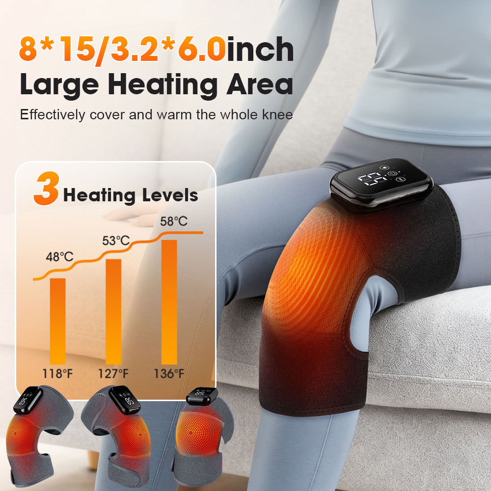 電気加熱式膝マッサージ器、3モード振動膝マッサージ筋肉弛緩、 - Knee Support Brace のレビューと価格
