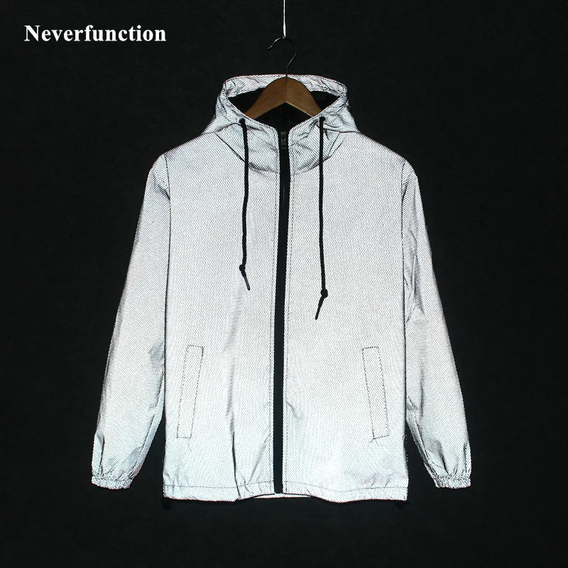 メンズ完全反射ウインドブレーカー、フード付きジャケット、カジ - Reflective Running Jacket のレビューと価格