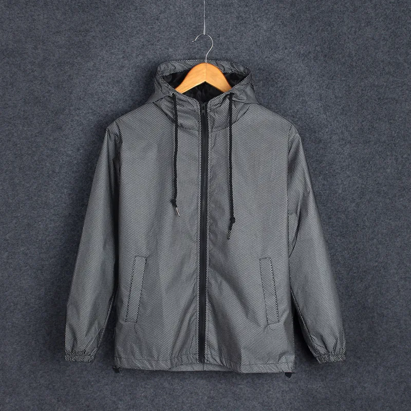 メンズ完全反射ウインドブレーカー、フード付きジャケット、カジ - Reflective Running Jacket のレビューと価格