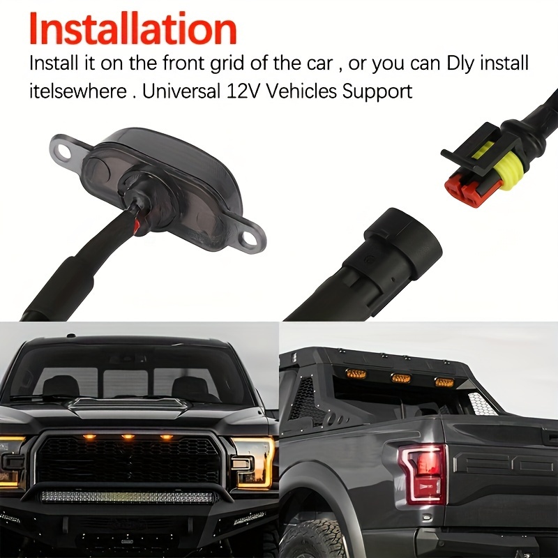 4個/セット 車用LEDグリルライト イエローアンバーライト - Running Gear Accessories のレビューと価格