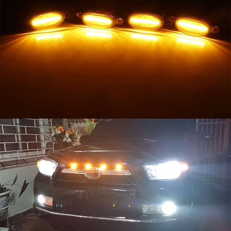 4個/セット 車用LEDグリルライト イエローアンバーライト - Running Gear Accessories のレビューと価格
