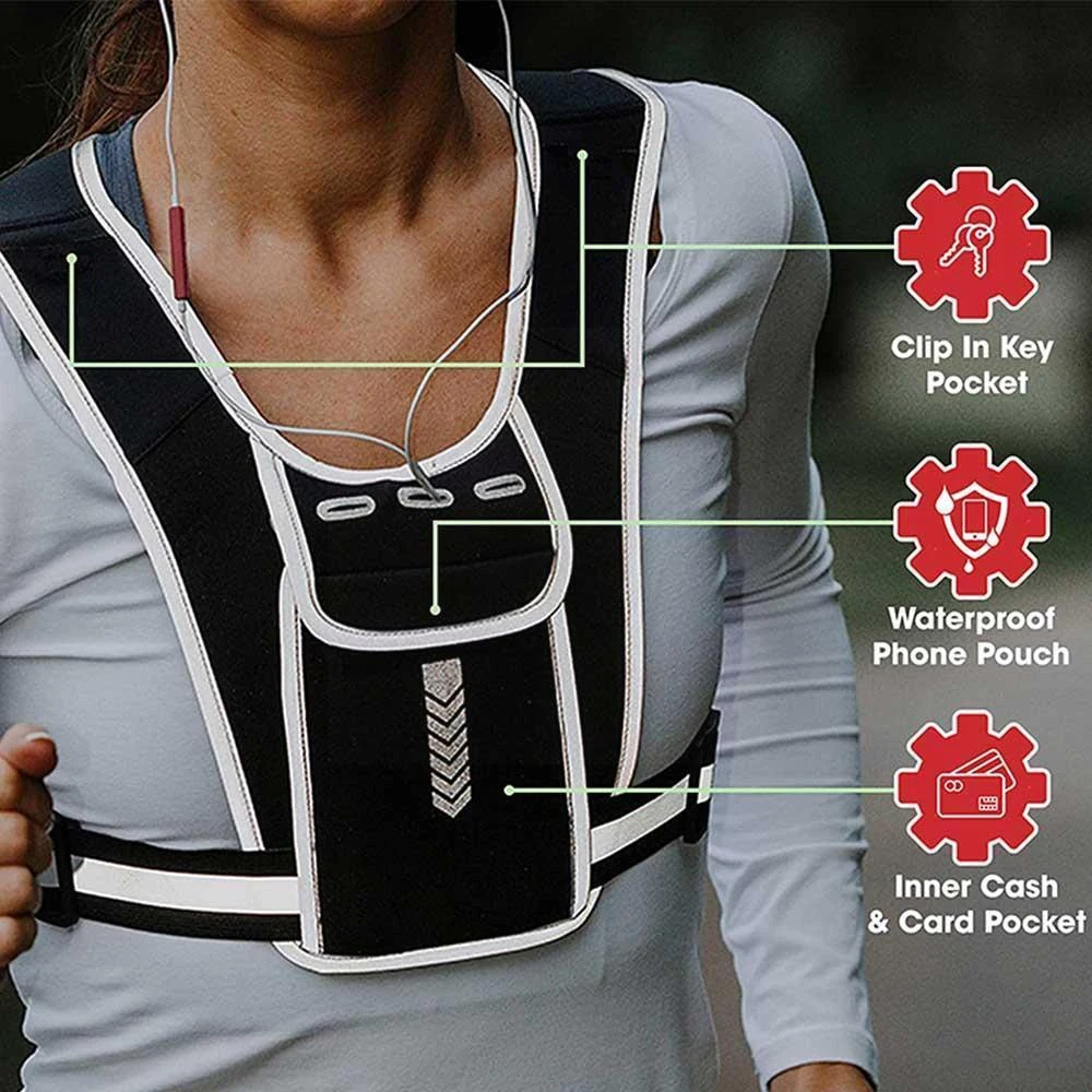 男性と女性のための電話ホルダー付きランニングベスト,防水携帯 - Reflective Running Jacket のレビューと価格