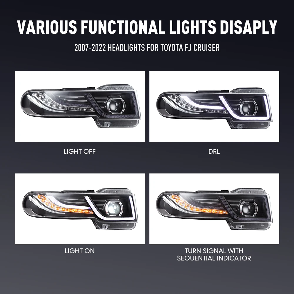 2 個カースタイリングヘッドランプトヨタ FJ クルーザー  - Running Headlamp Led のレビューと価格