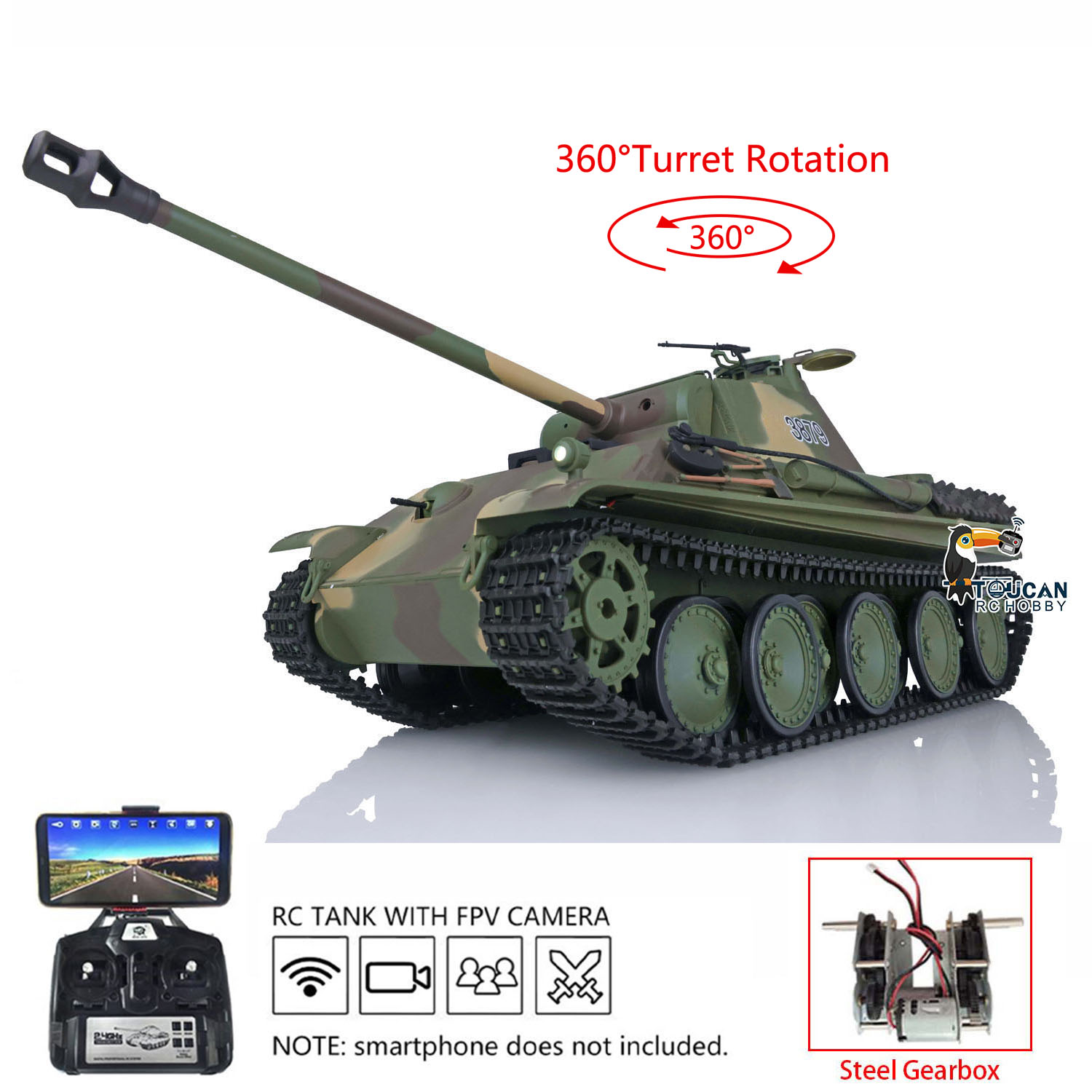 ヘンロン 1/16 RC戦車 7.0 プラスチックパンサー  - Running Gear Box のレビューと価格