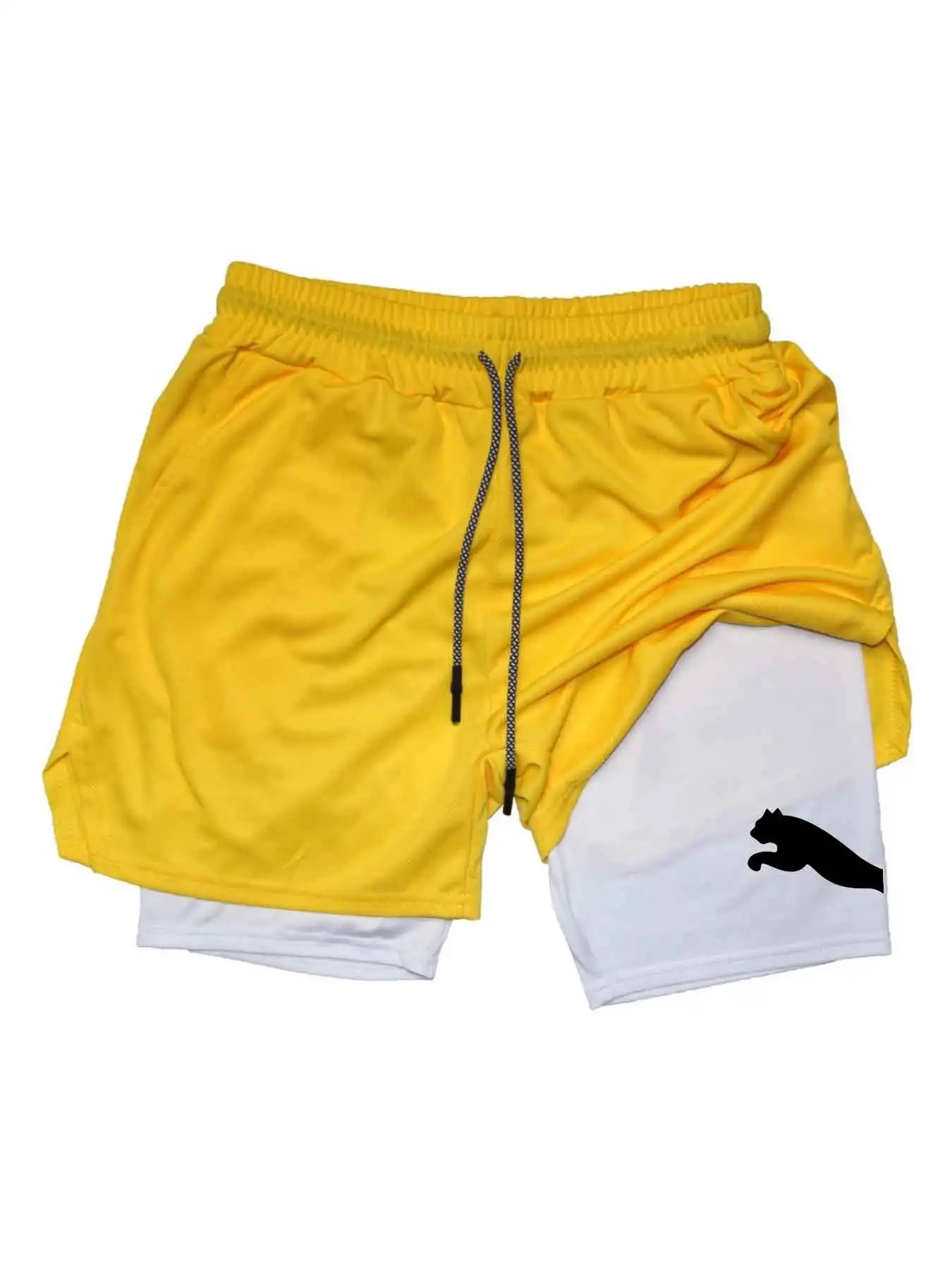 プリントスポーツショーツ 2-in-1 ジムランニングショー - Running Gear Men のレビューと価格