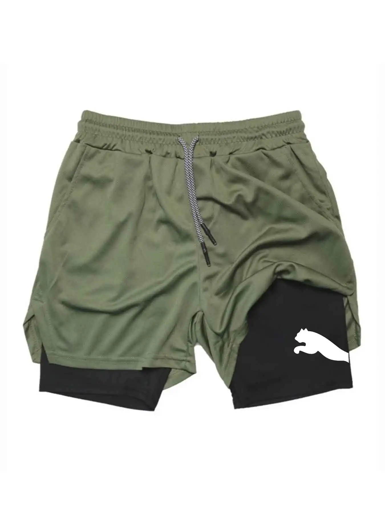 プリントスポーツショーツ 2-in-1 ジムランニングショー - Running Gear Men のレビューと価格
